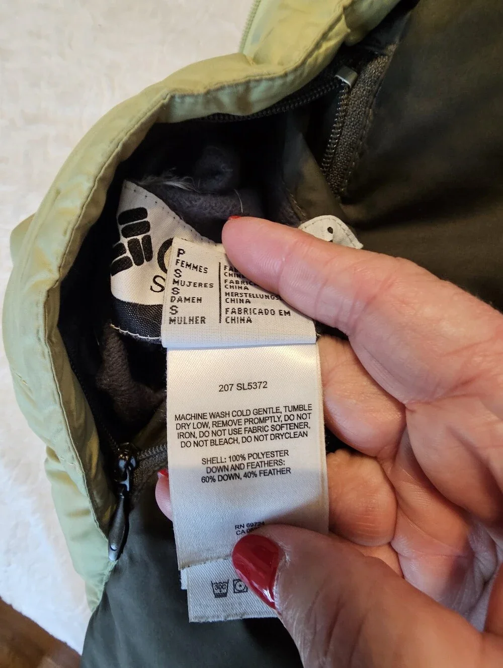 Columbia Women's Reversible Down Puffer Jacket Sage Green & Dark Brown Small Euc